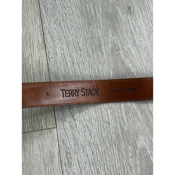 Terry Stack Brown Croc Embossed Hook and Loop Italian Leather Belt Size Medium main image 4